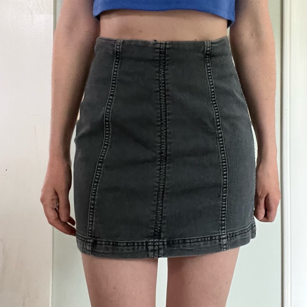Free People Gray Mini Pencil Skirt